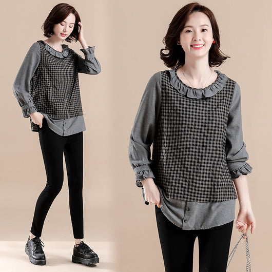 Blusa Artística Tallas Grandes en Algodón y Lino con Efecto Reductor - Image 3