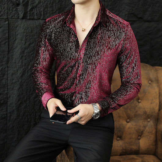 Camisa Slim Fit Brillante para Hombre - Estilo Personalidad
