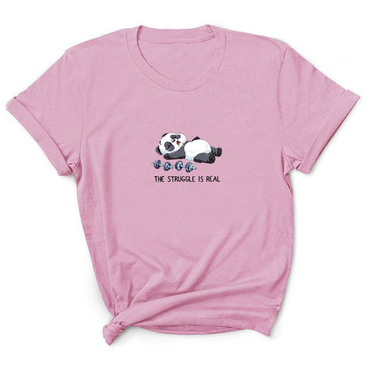 Camiseta Estampado Mancuernas Personalidad Europeo Americana Manga Corta - Image 3