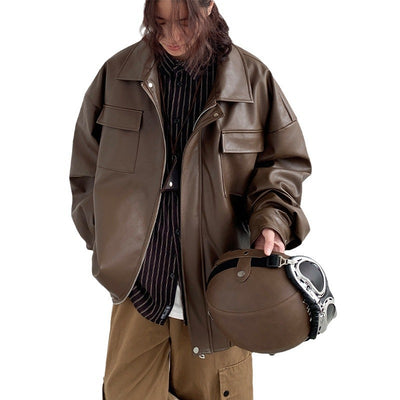 Chaqueta de Cuero Suelta Estilo Japonés para Primavera y Otoño - Image 6