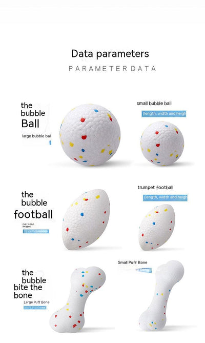 White bone-shaped dog toy with colorful speckles, labeled as interactive and bite-resistant. - Image 16