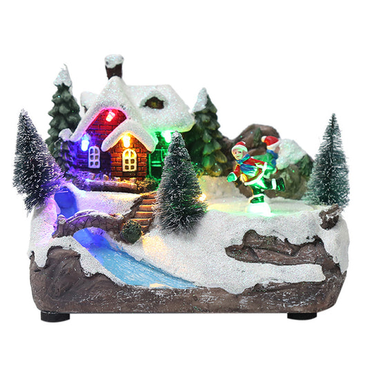 Casita Navideña Luminosa con Lámpara LED de Resina Multicolor - Image 2