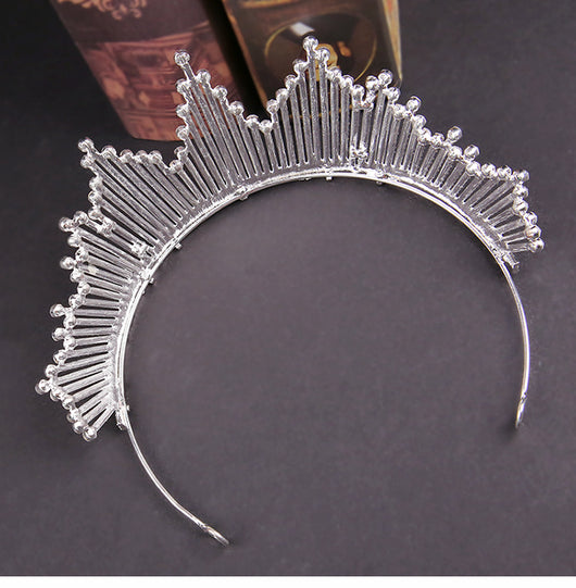 Sparkling silver rhinestone tiara with a regal design, perfect for birthdays, weddings, or special occasions. - Image 10
