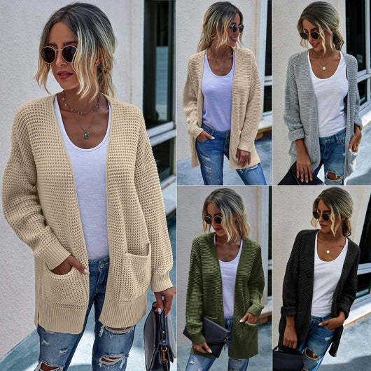 Suéter Largo Tejido de Color Sólido para Mujer - Image 4