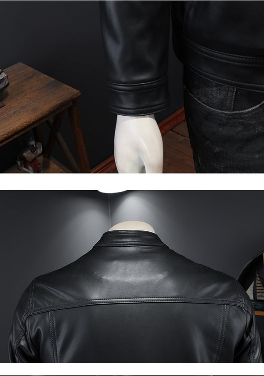 Chaqueta de Cuero Motociclista Slim Fit para Otoño Invierno - Image 16