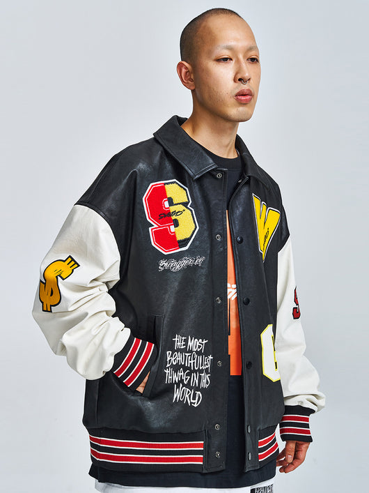 Chaqueta de Cuero para Hombre con Parches de Estilo - Image 3