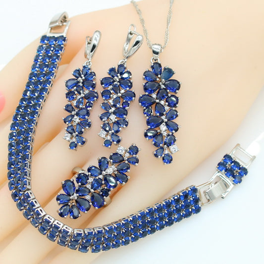 Conjunto de Joyería Circón: Collar, Aretes, Anillo y Pulsera