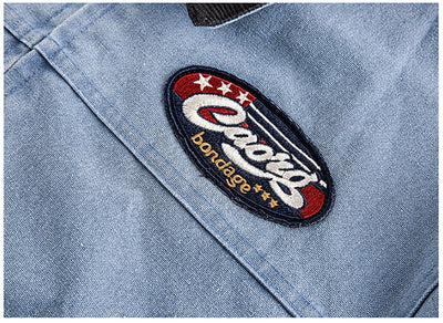 Chaqueta de Mezclilla Universitaria con Bordado en Solapa para Parejas - Image 15