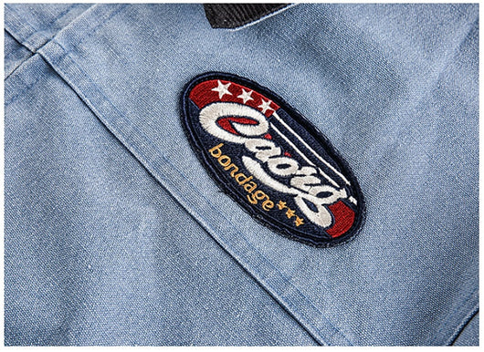 Chaqueta de Mezclilla Universitaria con Bordado en Solapa para Parejas - Image 15