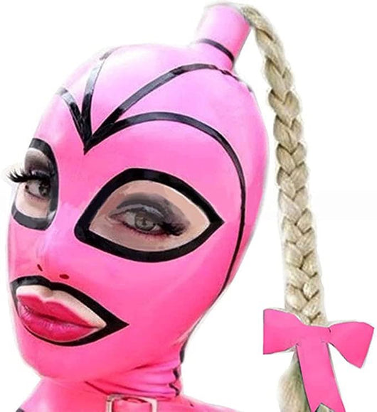 Máscara de Látex Brillante con Cola de Caballo para Cosplay - Image 2