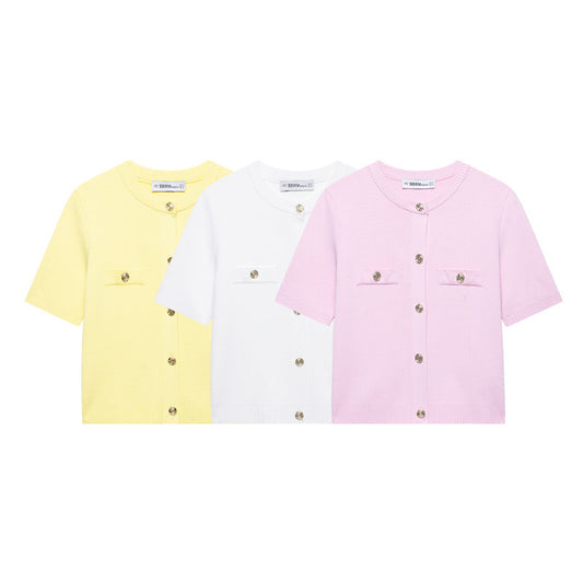 Chaqueta Tejida de Manga Corta Mini