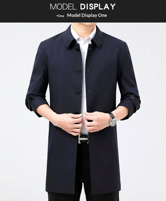 Abrigo Trench Coat Ejecutivo Largo para Hombre - Image 8