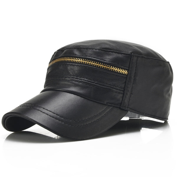 Sombrero Plano de Cuero Fino - Estilo Casual Minimalista