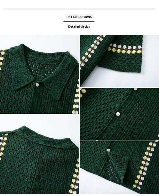 Polo Cardigan Crochet Soluble en Agua para Hombre - Image 13