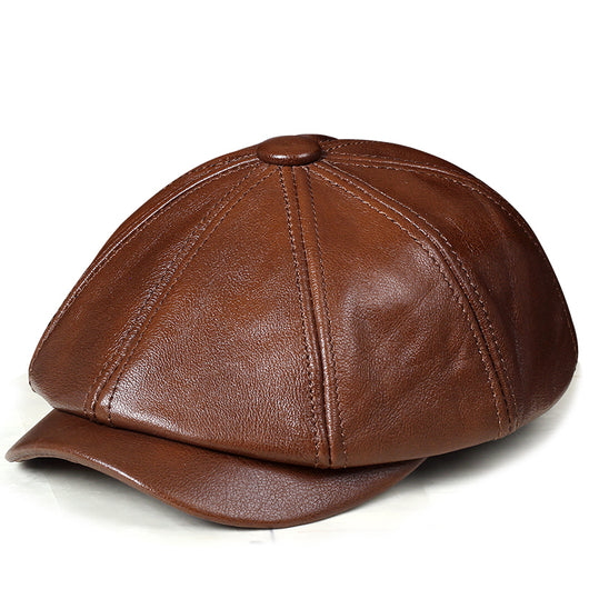 Sombrero Octagonal de Cuero Gamuza con Cúpula - Estilo Clásico para Hombre - Image 9