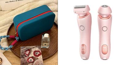 Light blue 2-in-1 electric shaver for women with interchangeable foil and epilator heads, digital display. - Image 21