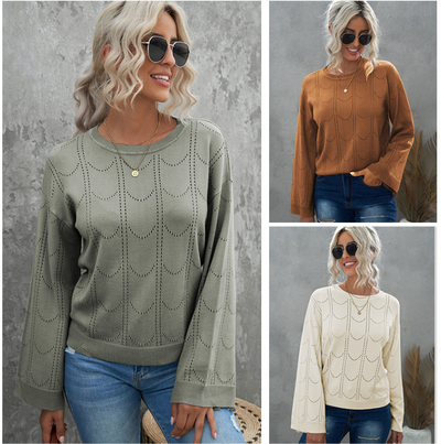 Suéter Suelto de Manga Larga en Color Sólido para Mujer - Image 12