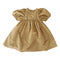 Vestido Retro Infantil de Cintura Alta con Mangas Abullonadas