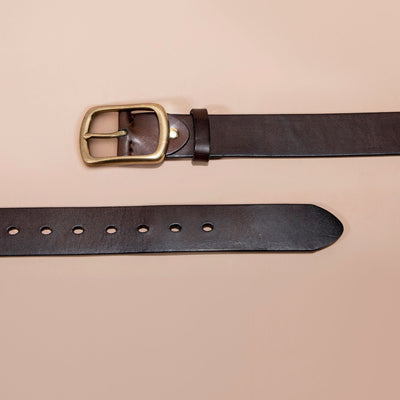 Cinturón de Cuero Genuino para Hombre con Hebilla Retro Latón - Image 3