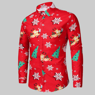 Camisa Navideña Floral Manga Larga para Hombre Talla Grande - Image 3