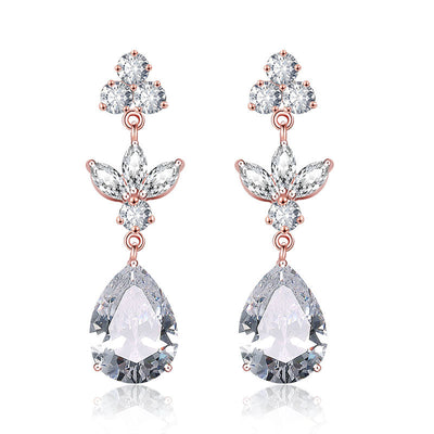 Aretes de Circonita Gota de Agua Larga para Mujer - Image 4