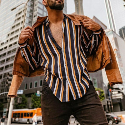 Camisa de Manga Larga a Rayas para Hombre