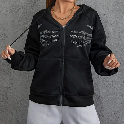 Sudadera con Capucha y Calavera Brillante - Cardigan Deportivo para Mujer - Image 4