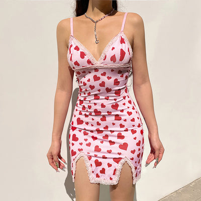 Vestido Suspenso con Estampado de Corazón Durazno Rejuvenecedor - Image 9