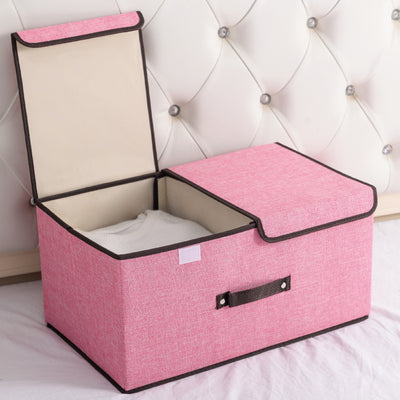 Caja Organizadora Plegable de Algodón y Lino con Doble Tapa - Image 3