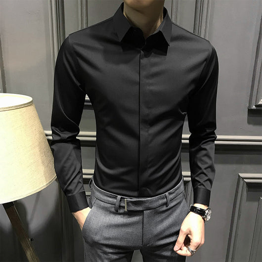 Camisa Ejecutiva Manga Larga Estilo Coreano para Hombre - Image 7