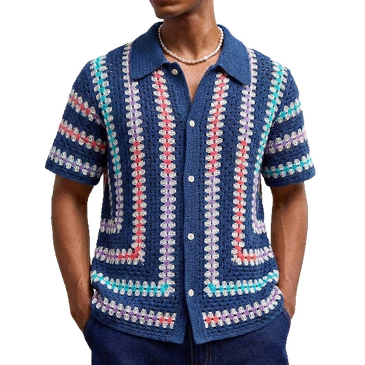 Cardigan Hueco de Manga Corta para Hombre - Tejido Soluble en Agua - Image 5