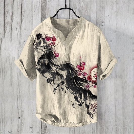 Camisa de Manga Larga con Estampado 3D de Rayas para Hombre - Image 4