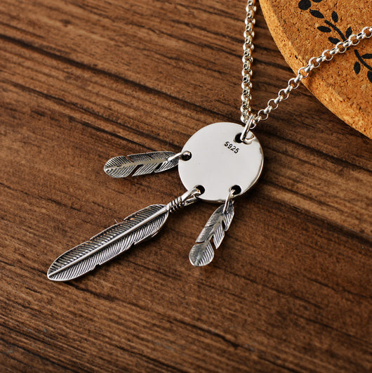 Dije Plata Esterlina Diseño Indio Pluma Vintage para Hombre - Image 6
