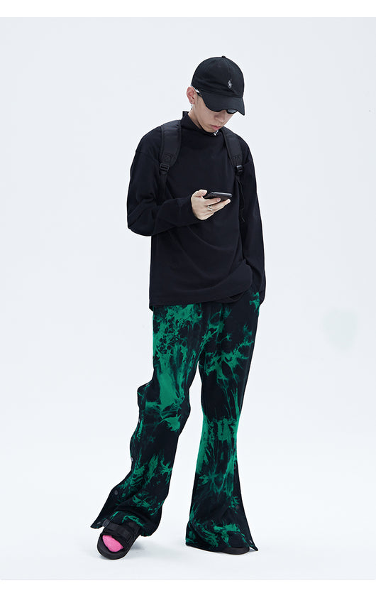 Pantalones Hombre Tie Dye Negro y Verde con Cierre de Cremallera - Image 14