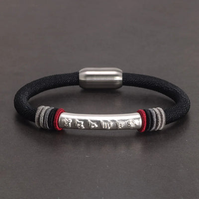 Pulsera de Plata Pareja Nudo de Dragón con Mantra de Seis Caracteres - Image 9