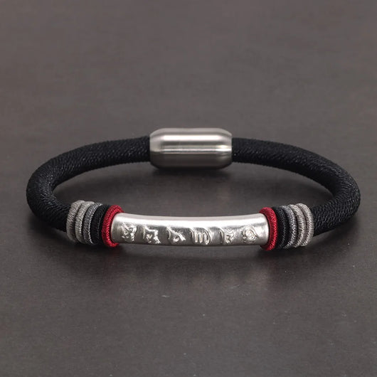 Pulsera de Plata Pareja Nudo de Dragón con Mantra de Seis Caracteres - Image 9