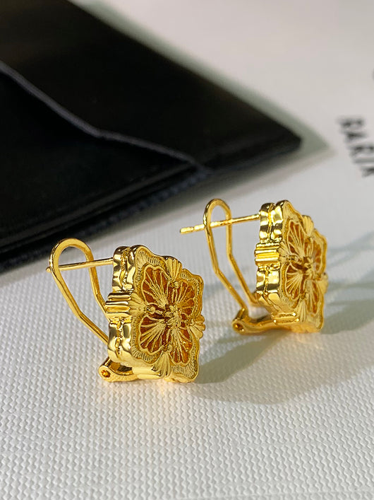 Aretes de Oro Francés con Trébol de Cuatro Hojas y Fritilaria - Image 8