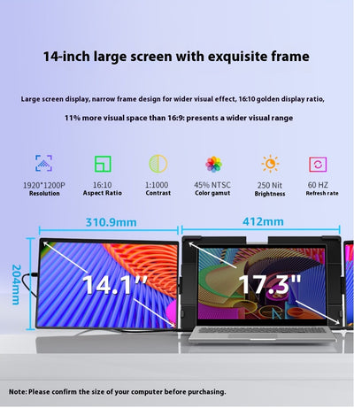 Monitor Portátil Dual 141 Pulgadas - Pantalla Externa para Productividad Móvil - Image 11