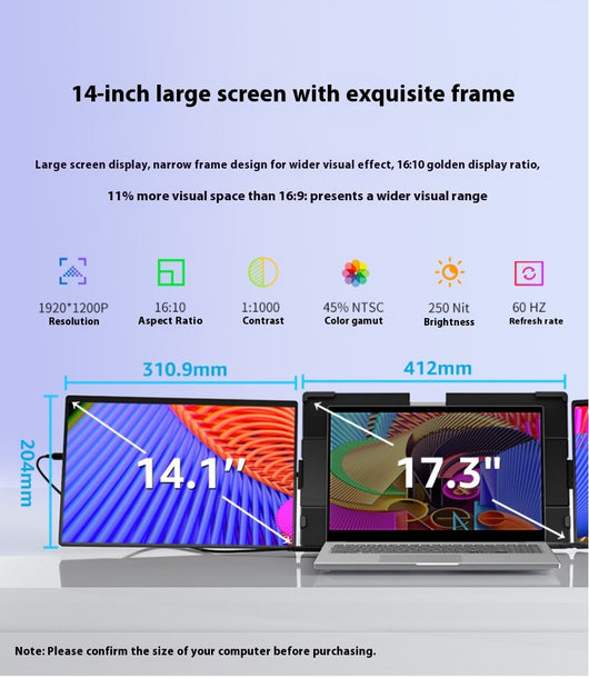 Monitor Portátil Dual 141 Pulgadas - Pantalla Externa para Productividad Móvil - Image 11