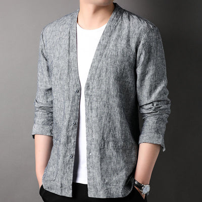 Camisa Casual Manga Larga Escote V para Hombre
