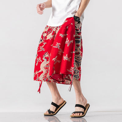 Pantalones Cortos Holgados Estilo Chino con Estampado Floral y Elefante - Image 6