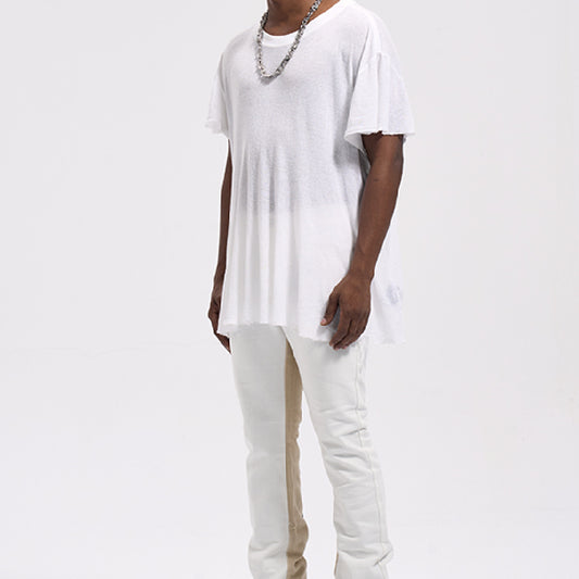 Jeans para Hombre con Contraste Frambuesa y Flecos