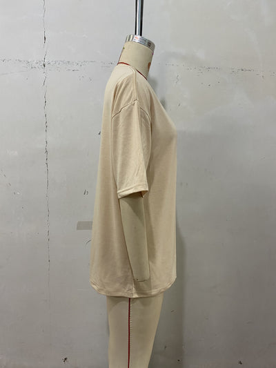 Camiseta Suelta de Largo Medio en Color Liso para Mujer - Image 15