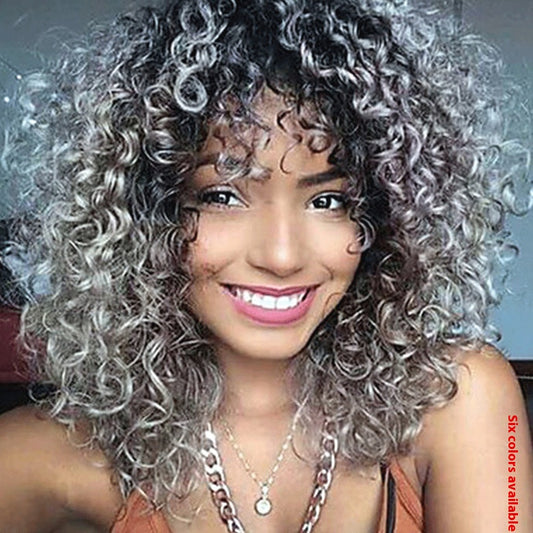 Peluca Afro Multicolor con Rizos Pequeños