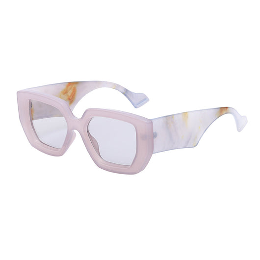 Cream wide leg sunglasses with a bold square frame and dark lenses, perfect for fashion wear and sun protection. - Image 15