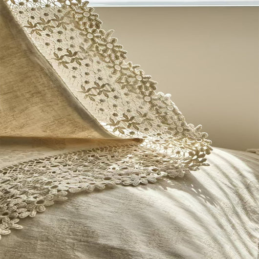 Juego de Sábanas Matrimonial Jacquard 100% Algodón-Lino Tejido Teñido 4 Piezas - Image 9