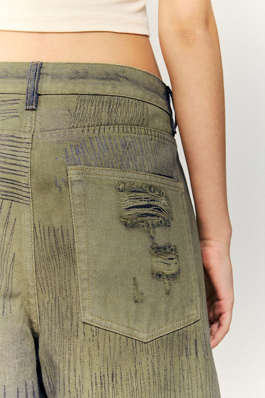 Pantalones Denim Ancho Estilo Urbano Americano con Estampado para Hombre - Image 16