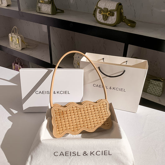Bolso Tejido de Hombro Único con Patrón de Onda para Mujer - Image 9