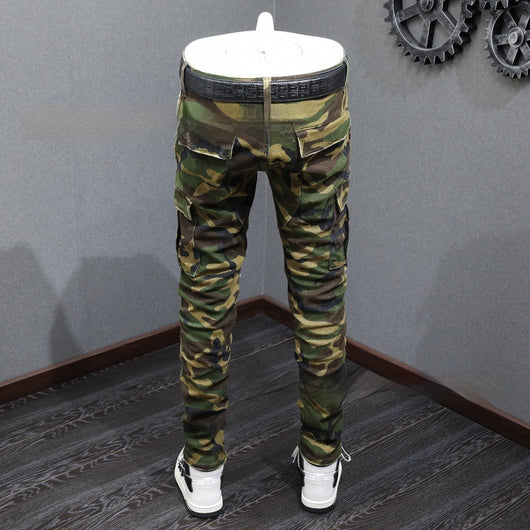 Pantalones Vaqueros Camuflaje Rotos Estilo Urbano para Hombre - Image 2