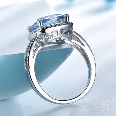 Anillo de Plata Esterlina con Topacio Azul Cielo - Joya Versátil de Moda Europea - Image 7